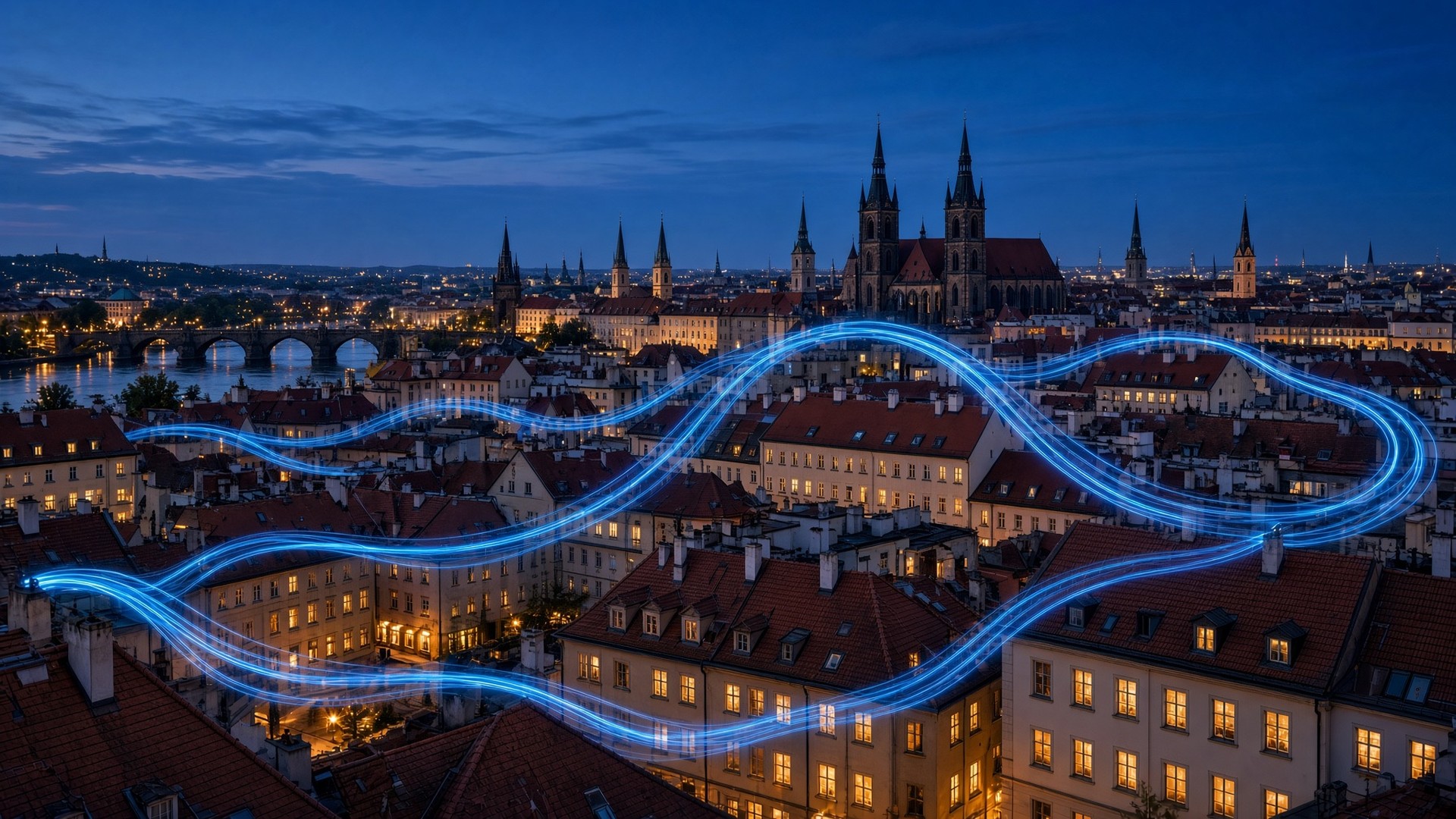 Praha za soumraku
